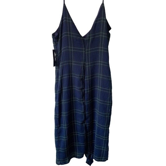 NWT Lulus Candid Moments Navy Blue Plaid Ruffled Midi Dress Size M Women - Picture 11 of 14